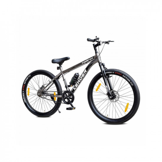 Leader TORFIN MTB 26T Mountain Bicycle/Bike Without Gear Single Speed with Front Suspension and Dual Disc Brake for Men - Ideal for 10+ Years (Frame: 18 Inches) (26T, Grey)