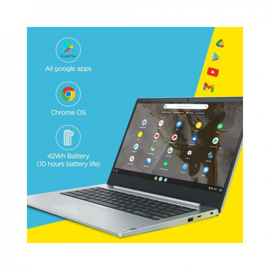 Lenovo IdeaPad Slim 3 Chromebook Intel Celeron N4020 14'' (35.56cm) FHD IPS Touchscreen Thin & Light Laptop (4GB/64GB eMMC/Chrome OS/Upto 10hr Battery/2W x2 HD Speaker/Platinum Grey/1.4Kg), 82C1002SHA