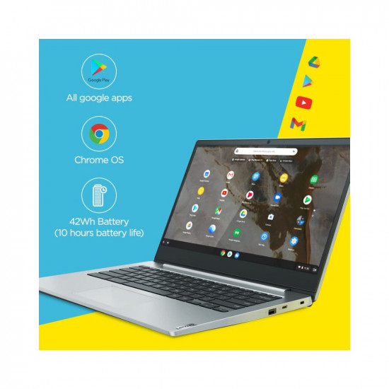 Lenovo IdeaPad Slim 3 Chromebook Intel Celeron N4020 14'' (35.56cm) FHD Thin & Light Laptop (4GB/64GB eMMC/Chrome OS/Upto 10hr Battery/2W x2 HD Speaker/Platinum Grey/1.4Kg), 82C1002EHA