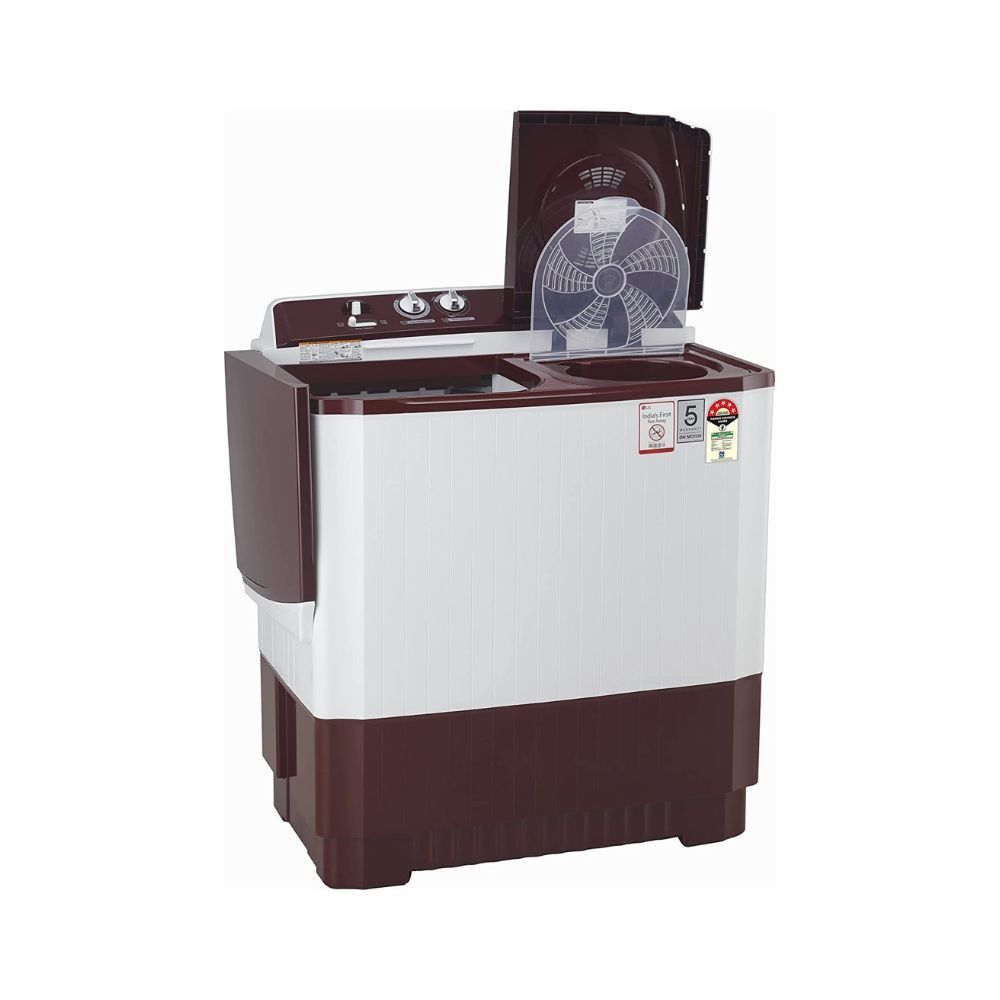 LG 10 kg 5 Star Semi-Automatic Top Loading Washing Machine (P1050SRAZ, Burgundy, Wind Jet Dry), Large