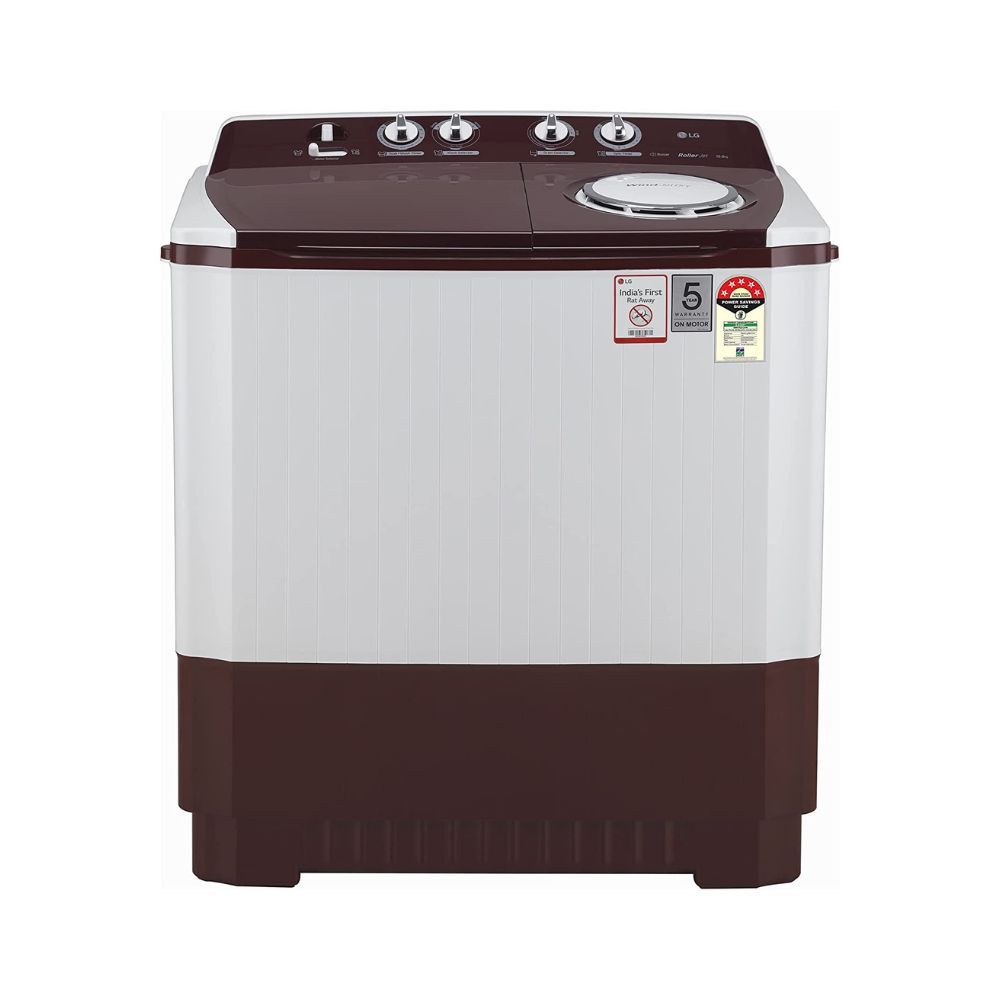 LG 10 kg 5 Star Semi-Automatic Top Loading Washing Machine (P1050SRAZ, Burgundy, Wind Jet Dry), Large