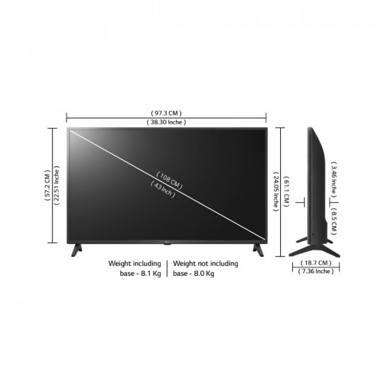 LG 108 cm 43 inches 4K Ultra HD Smart LED TV 43UQ7550PSF Ceramic Black