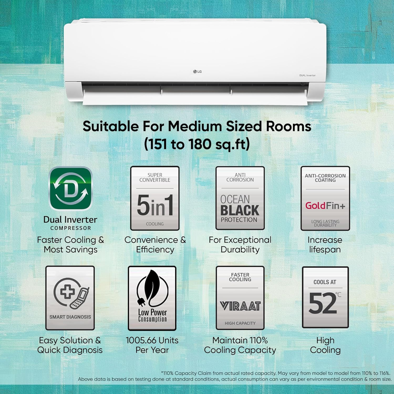 LG 15 Ton 3 Star Hot  Cold DUAL Inverter Split AC Copper Super Convertible 5-in-1 Cooling 4 Way Swing  HD Filter with Anti-Virus Protection TS-H19VNXE White