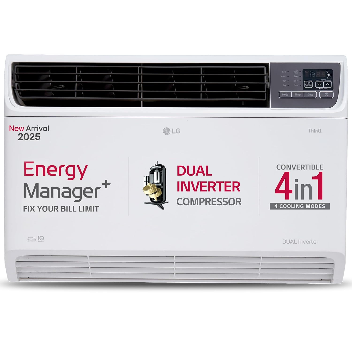 LG 15 Ton 5 Star Wi-Fi DUAL Inverter Window AC Copper Convertible 4-in-1 cooling 4 Way Air Swing HD Filter UW-Q18WWZA White