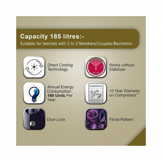 LG 185 L 3 Star Direct-Cool Single Door Refrigerator (GL-B201ABED, ‎Blue Euphoria, Moist 'N' Fresh)