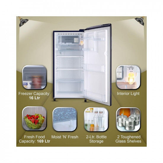 LG 185 L 3 Star Direct-Cool Single Door Refrigerator (GL-B201ABED, ‎Blue Euphoria, Moist 'N' Fresh)
