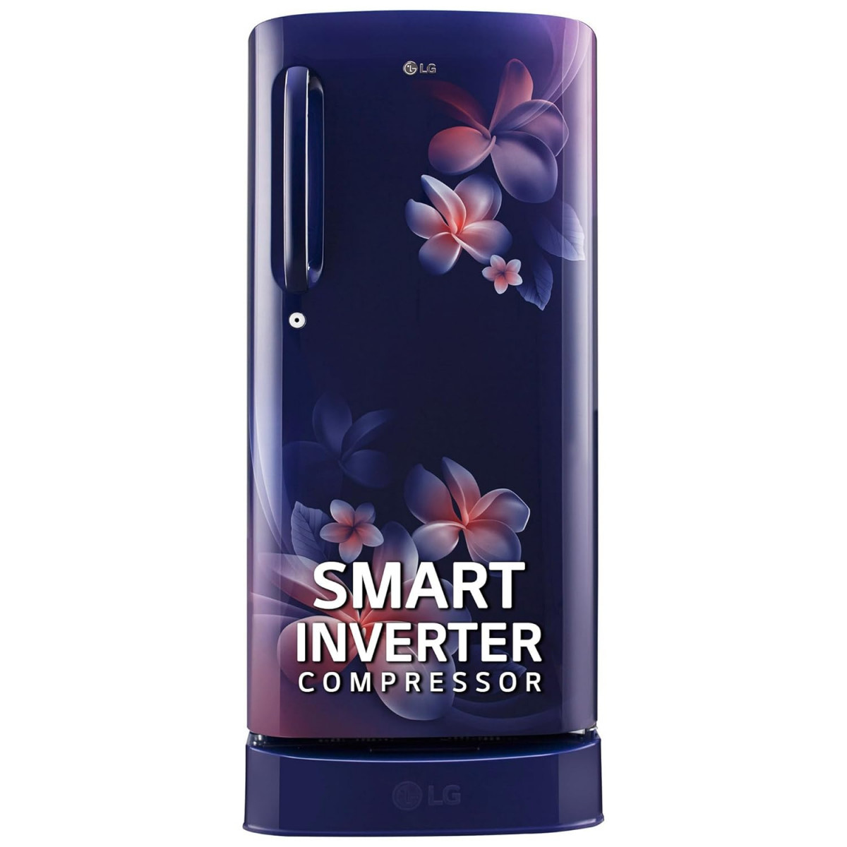 LG 185 L 5 Star Inverter Direct-Cool Single Door Refrigerator GL-D201ABPU Blue Plumeria Fast Ice Making Base stand with drawer