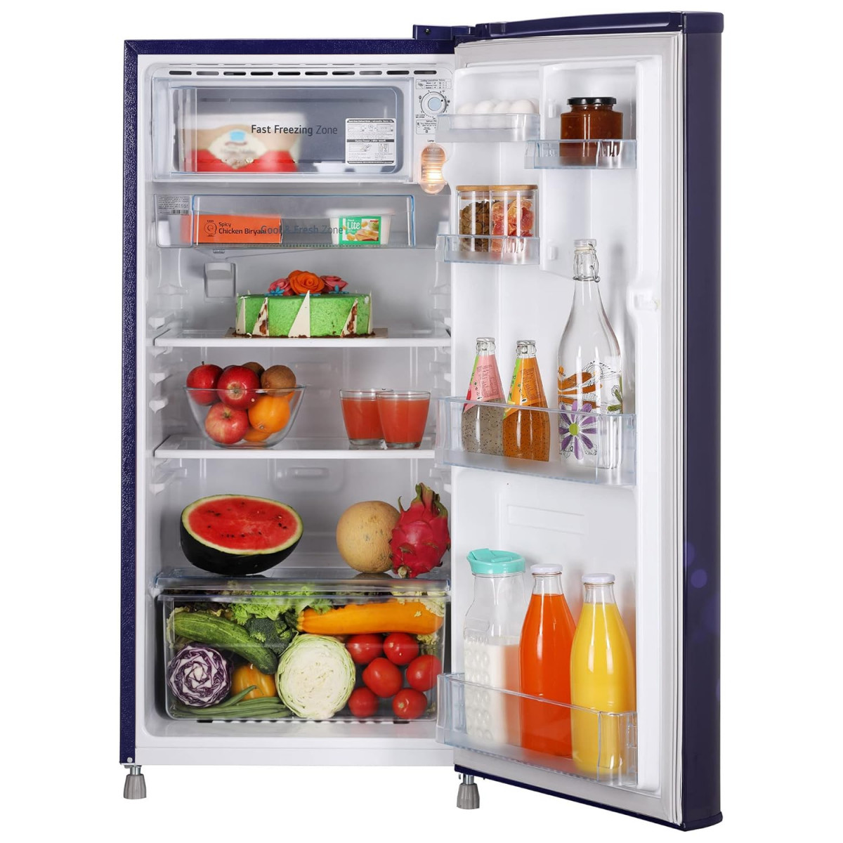 LG 190 L 2 Star Direct-Cool Single Door Refrigerator GL-B199OBEC Blue Euphoria Fast Ice Making 2022 Model