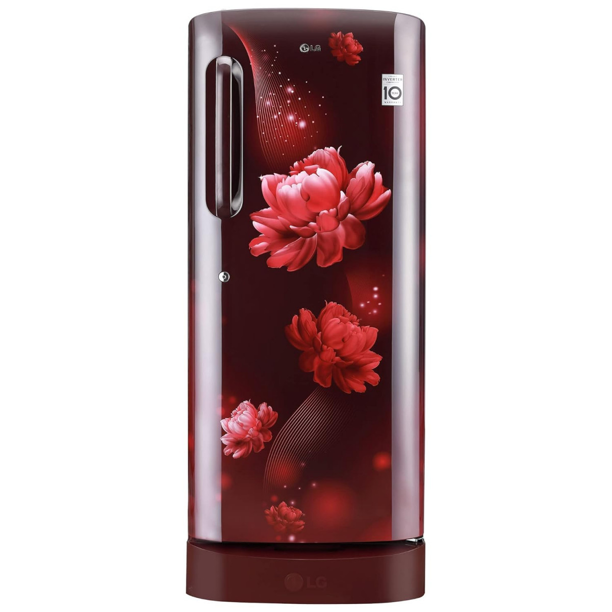 LG 224 L 4 Direct-Cool Smart Inverter Compressor Single-Door Refrigerator GL-D241ASCY Scarlet Charm Base stand with Drawer 2023 Model