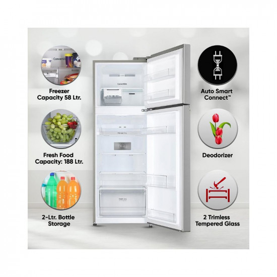 LG 246 L 3 Star Frost-Free Smart Inverter Double Door Refrigerator (?GL-S262SPZX, Shiny Steel, Convertible, Gross Volume- 263 L)