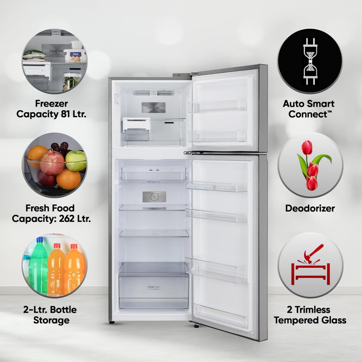 LG 343 L 3 Star Frost-Free Smart Inverter Double Door Refrigerator 2023 Model GL-S382SPZX Shiny Steel Convertible with Express Freeze