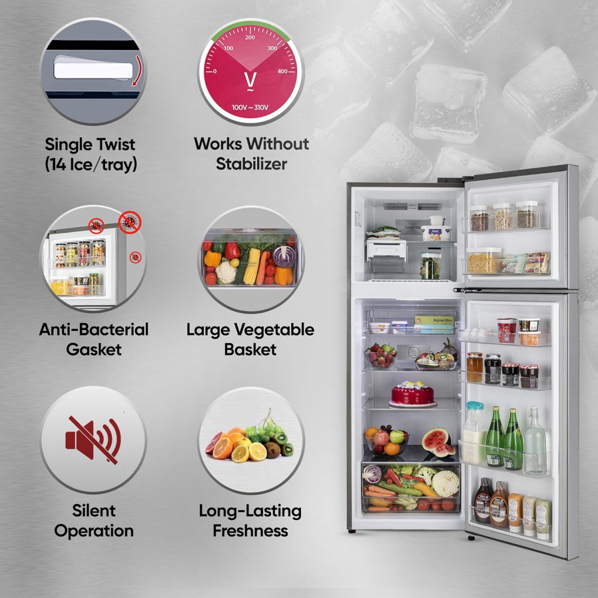 LG 343 L 3 Star Frost-Free Smart Inverter Double Door Refrigerator 2023 Model GL-S382SPZX Shiny Steel Convertible with Express Freeze