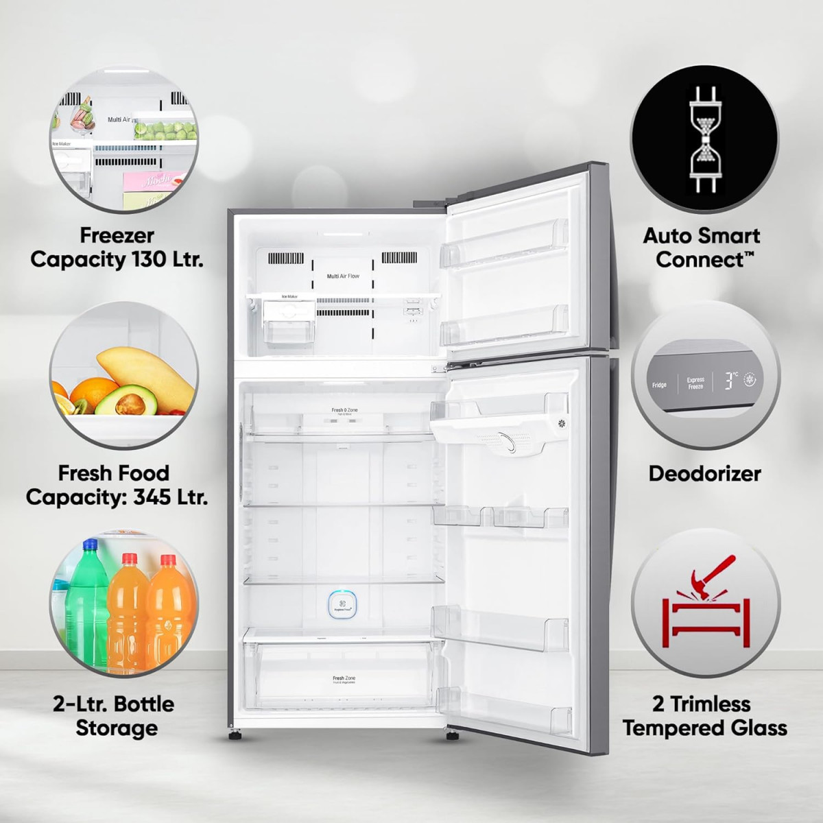 LG 475 L 1 Star Frost Free Inverter Wi-Fi Double Door Refrigerator 2023 Model GN-H602HLHM Platinum Silver 3 With Hygiene Fresh  Door Cooling