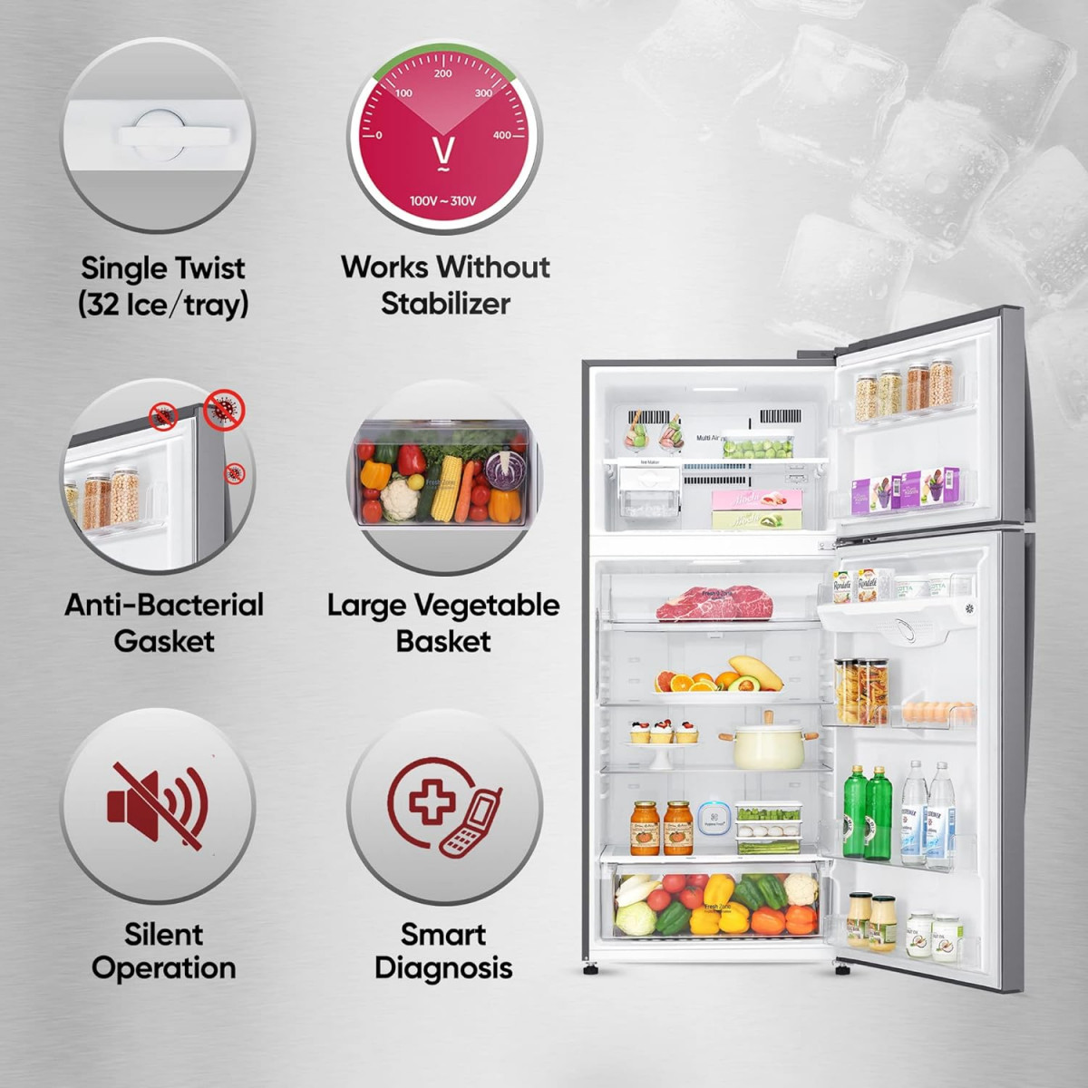 LG 475 L 1 Star Frost Free Inverter Wi-Fi Double Door Refrigerator 2023 Model GN-H602HLHM Platinum Silver 3 With Hygiene Fresh  Door Cooling