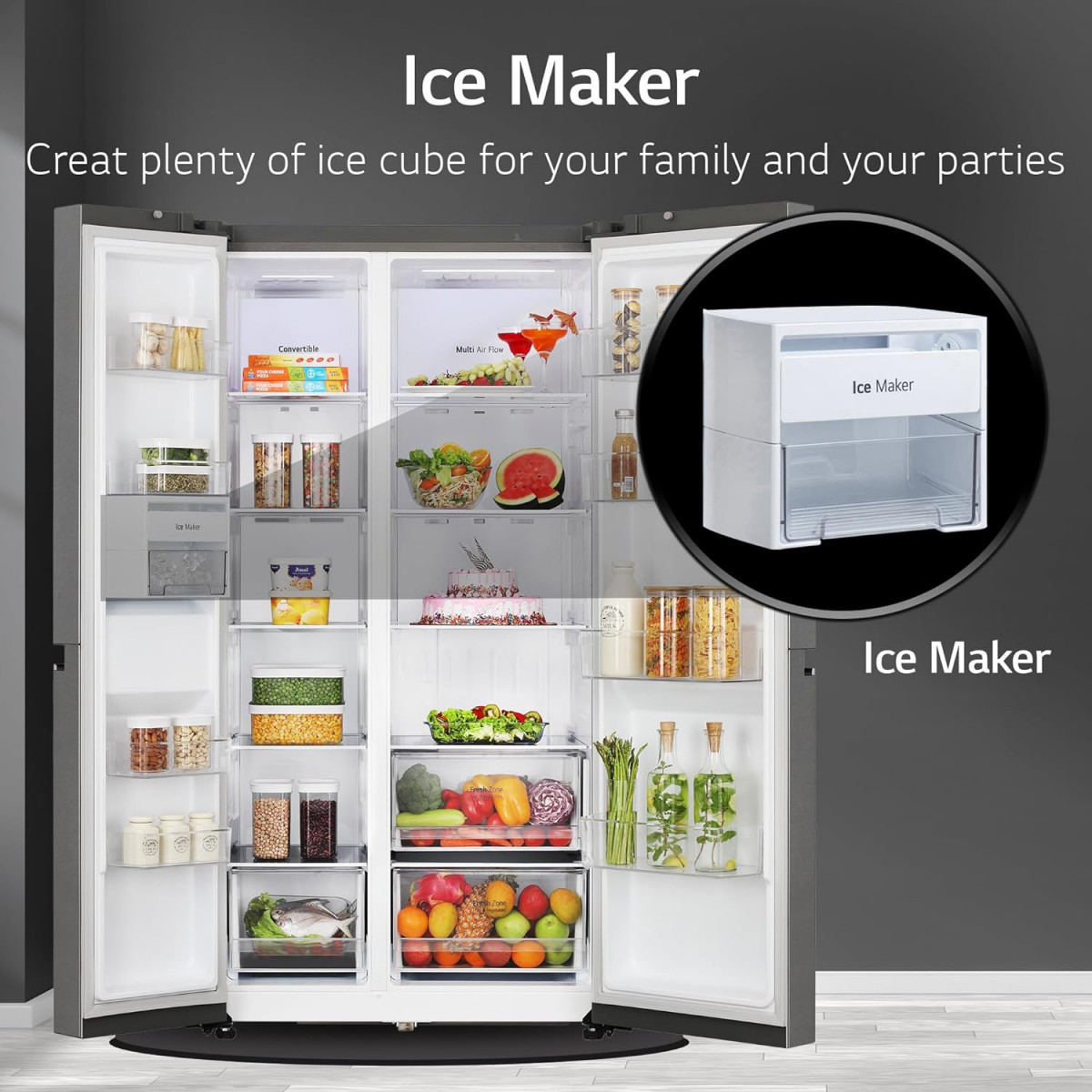 LG 650 L Frost Free Inverter Side By Side Refrigerator 2023 Model GL-B257HDS3 Dazzle Steel Convertible