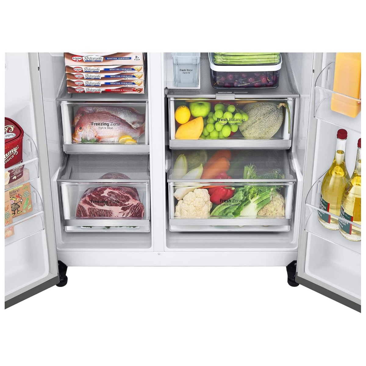 LG 674 L Frost-Free Inverter Linear Compressor Wi-Fi Side-By-Side Refrigerator GC-X257CSES Noble Steel Door Cooling Hygiene Fresh Water and Ice Dispenser with UV Nano 2022 Model