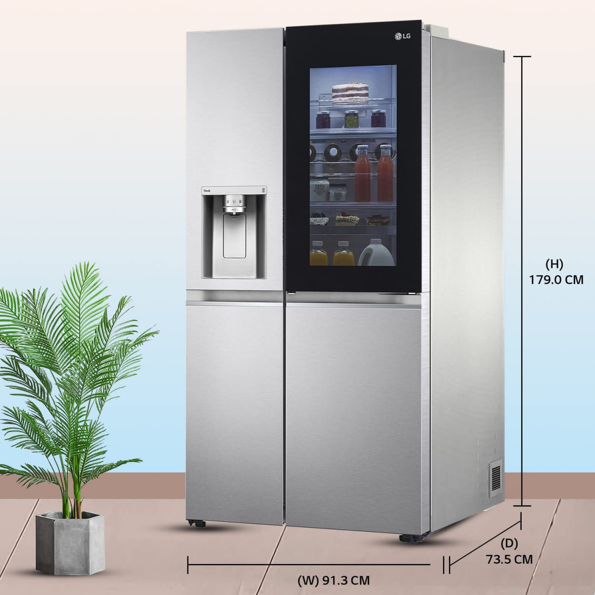LG 674 L Frost-Free Inverter Linear Compressor Wi-Fi Side-By-Side Refrigerator GC-X257CSES Noble Steel Door Cooling Hygiene Fresh Water and Ice Dispenser with UV Nano 2022 Model