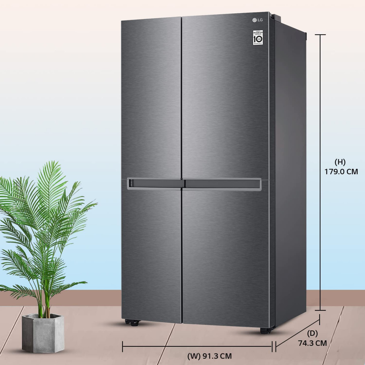 LG 688 L Frost-Free Smart Inverter Compressor Side-By-Side Refrigerator GC-B257KQDV Dark Graphite Steel Multi Digital Sensors and Express Freezing 2022 Model