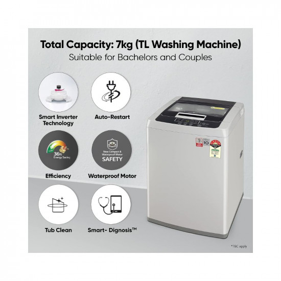 LG 7 Kg 5 Star Inverter TurboDrum Fully Automatic Top Loading