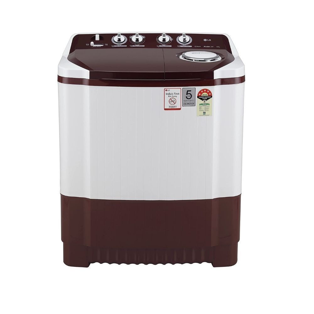 LG 8 Kg 5 Star Semi-Automatic Top Loading Washing Machine (P8030SRAZ, Burgundy, Collar Scrubber)