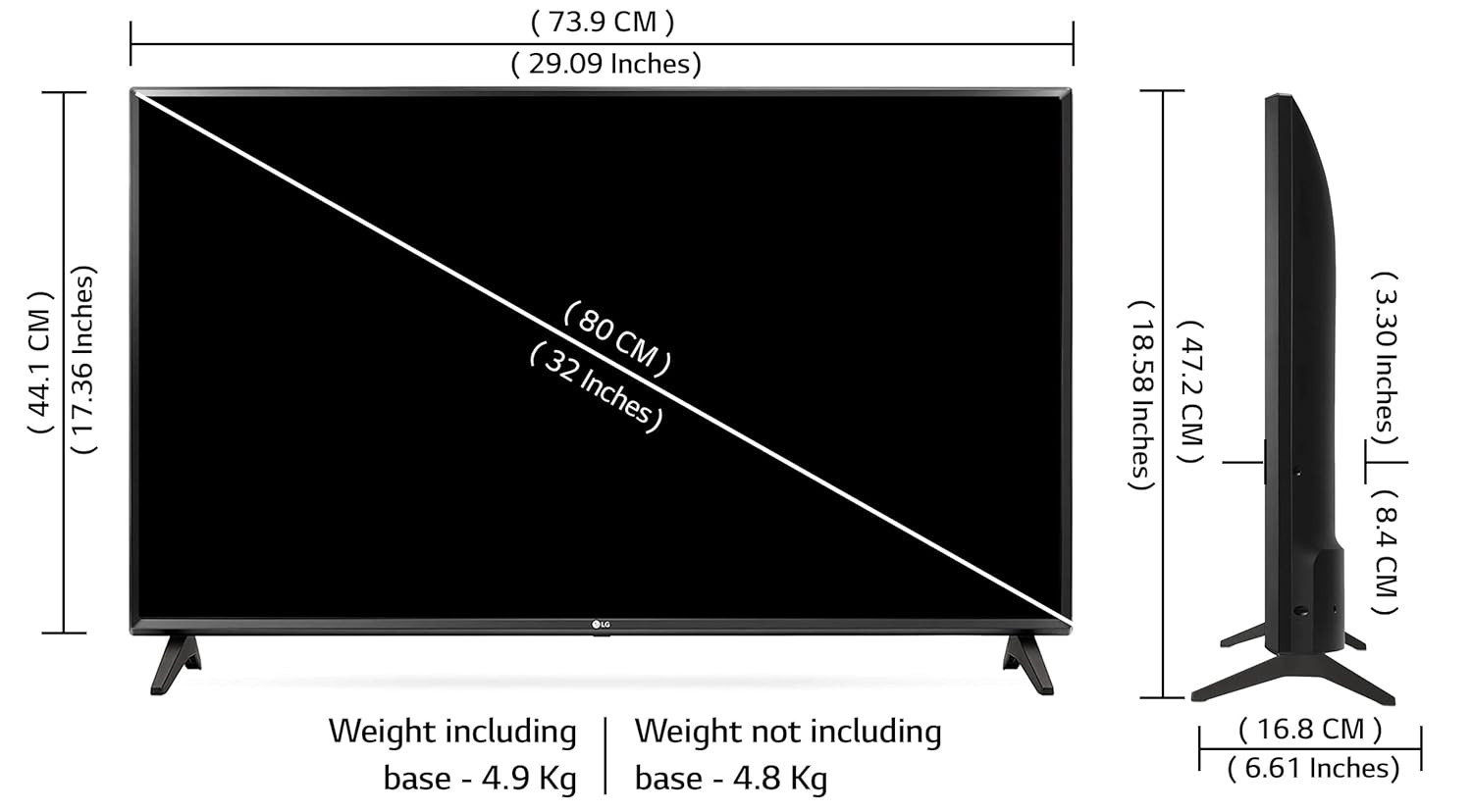LG 80 cm 32 inches HD Ready Smart LED TV 32LM563BPTC Dark Iron Gray