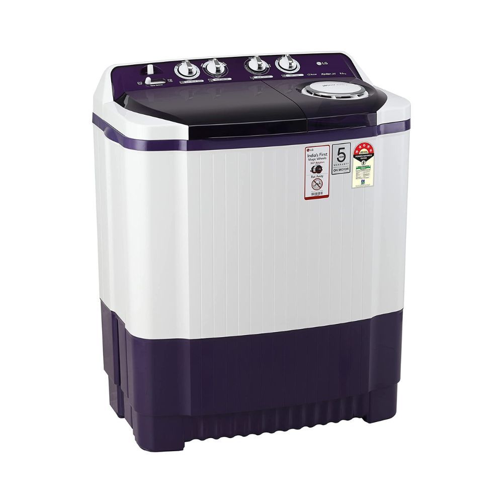 LG 8.5 Kg 5 Star Semi-Automatic Top Loading Washing Machine (P8535SPMZ, Purple, Roller Jet Pulsator), Large