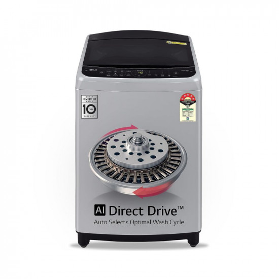 LG 9 Kg 5 Star Inverter Fully-Automatic Top Load Washing Machine THD09NPF Middle Free Silver AIDD Technology