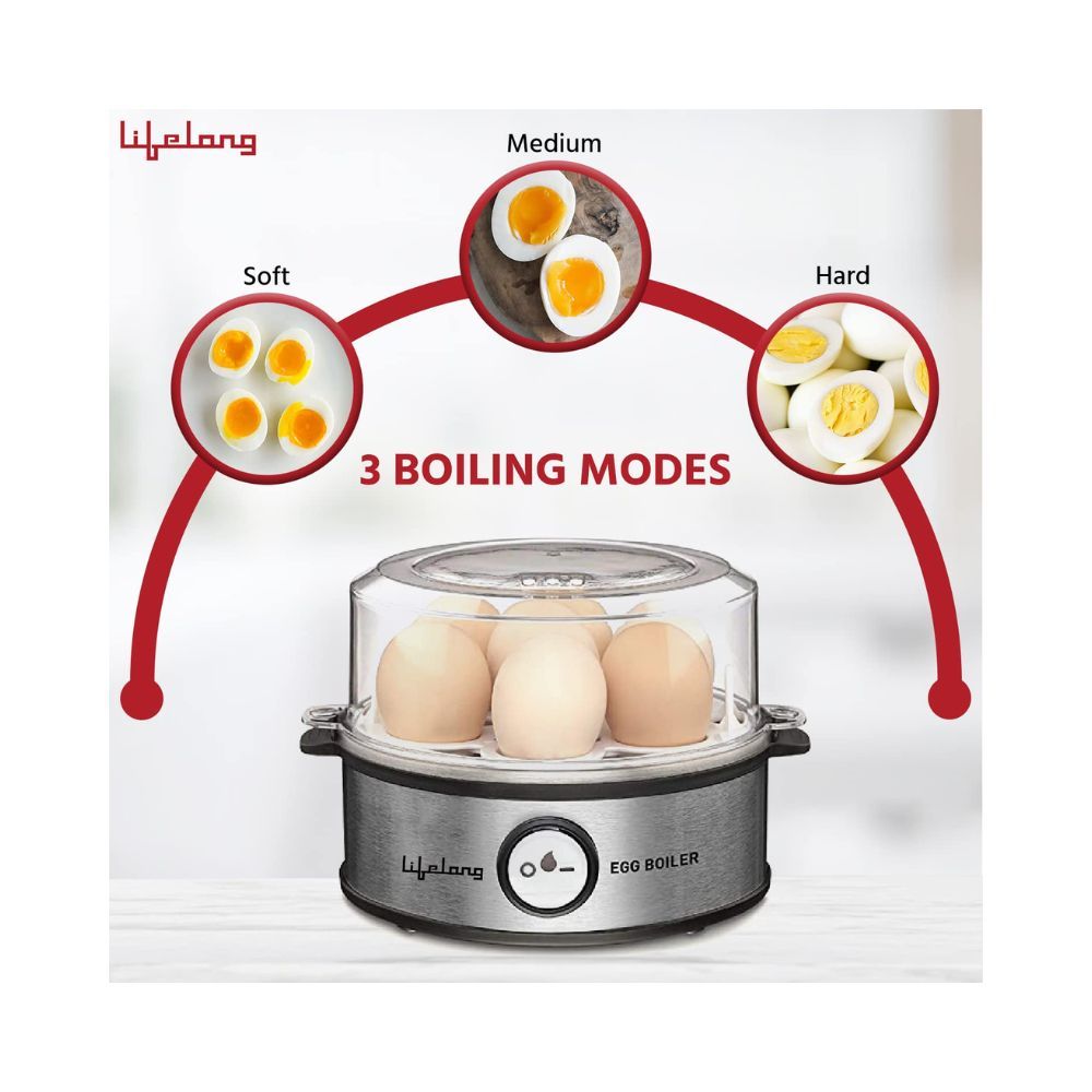 Lifelong Egg Boiler 360-Watt asy to clean| 3 Boiling Modes, Stainless Steel Body and Heating Plate