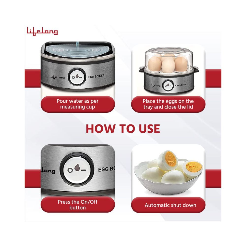 Lifelong Egg Boiler 360-Watt asy to clean 3 Boiling Modes Stainless Steel Body and Heating Plate