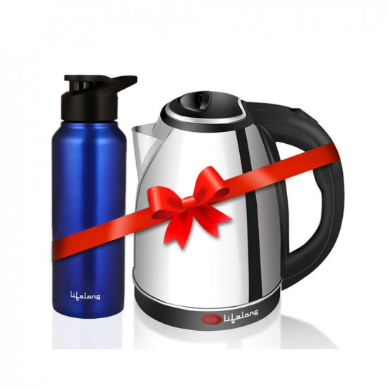 Lifelong LLEKBT01 Electric Kettle 15 Litre 1500W for Boiling Water Soup with Leak proof 750 ML Stainless Steel Bottle Combo  Combo for Kitchen Easy to Use  1 Year Warranty