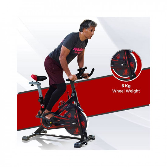 Lifelong LLF45 Fit Pro Spin Fitness Bike with 6Kg Flywheel, Adjustable Resistance, LCD Monitor and Heart Rate Sensor for Fitness at Home; Home Workouts (1 Year Warranty, Max Weight: 120 kg)