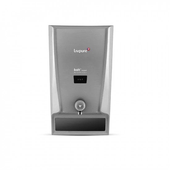 Livpure Bolt+ Copper with 80% Water Savings, Copper+RO+In-Tank UV+Mineraliser+Smart TDS Adjuster, 7 L tank, Water Purifier for home, (Grey) Suitable for Municipal, Tanker, Borewell water