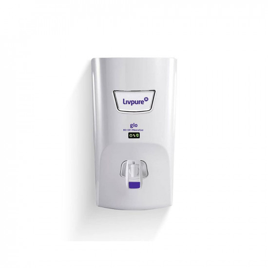Livpure Glo RO+UV+Mineraliser - 7 L Storage, 15 lph Electric Water Purifier for Home, 6 Stage Advanced Purification, Suitable for Borewell, Tanker, Municipal Water (White)