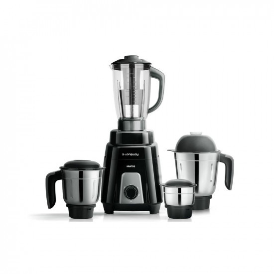 Longway Kratos 1000 Watt Juicer Mixer Grinder with 4 Jars for Grinding Mixing Juicing with Powerful Motor  1 Year Warranty  Black 4 Jars