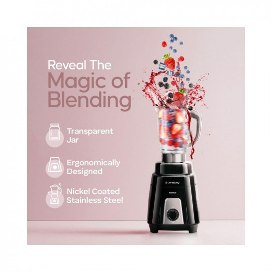 Longway Kratos 1000 Watt Juicer Mixer Grinder with 4 Jars for Grinding Mixing Juicing with Powerful Motor  1 Year Warranty  Black 4 Jars