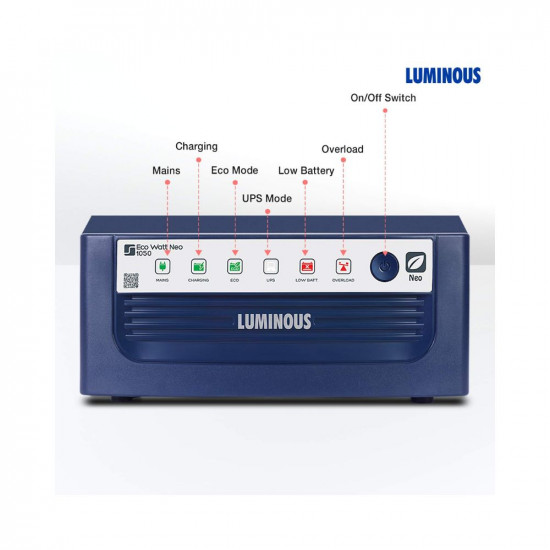 Luminous Eco Watt Neo 1050 Square Wave 900VA/12V Inverter for Home, Office and Shops