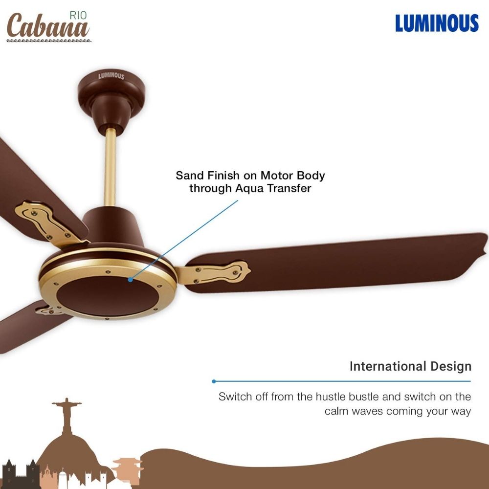 Luminous Rio Cabana 1200mm Designer Ceiling Fan (Solo Brown)