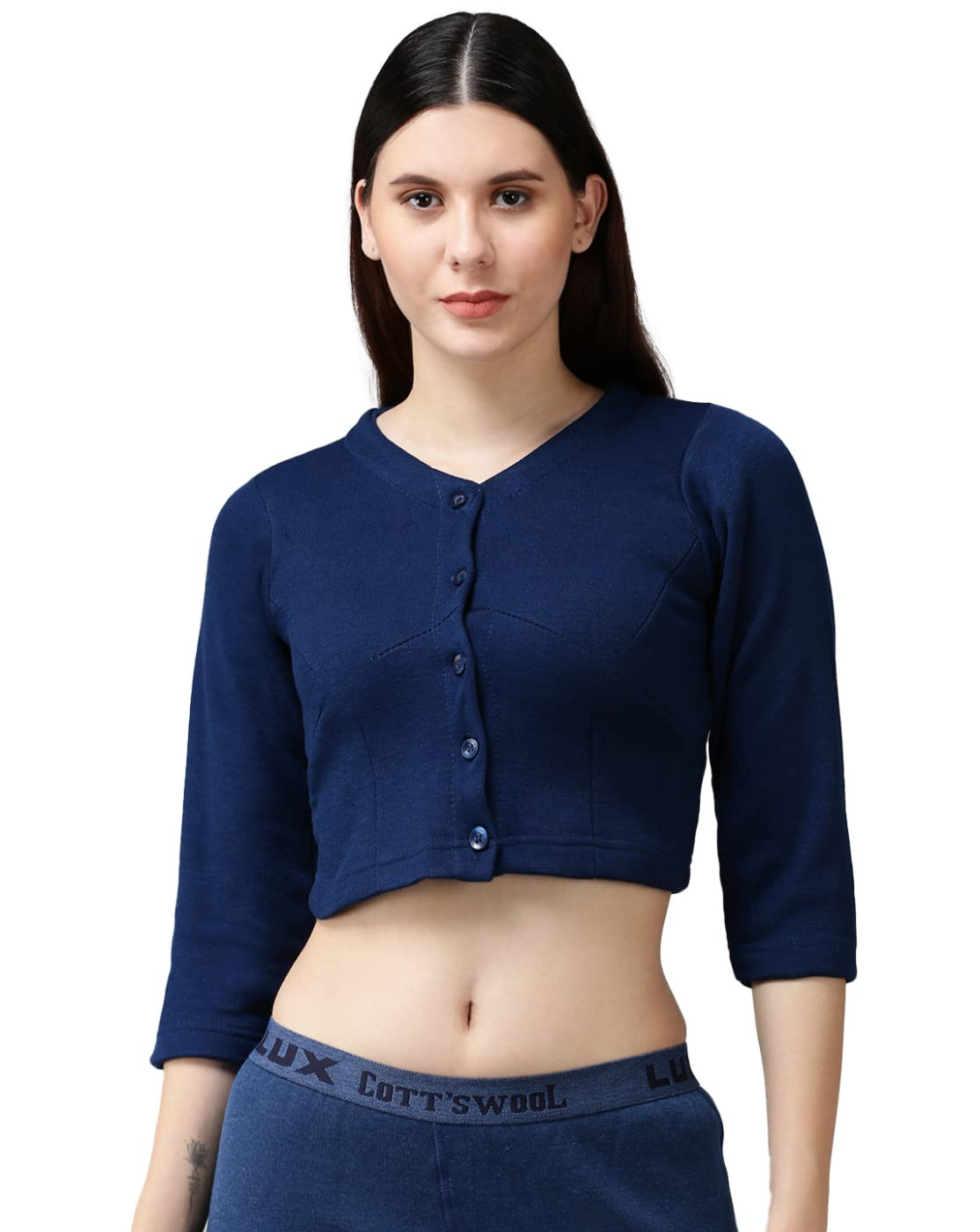 Lux Cottswool Women's Solid Regular (Cottswool_Blouse_Blue 75),Size XS