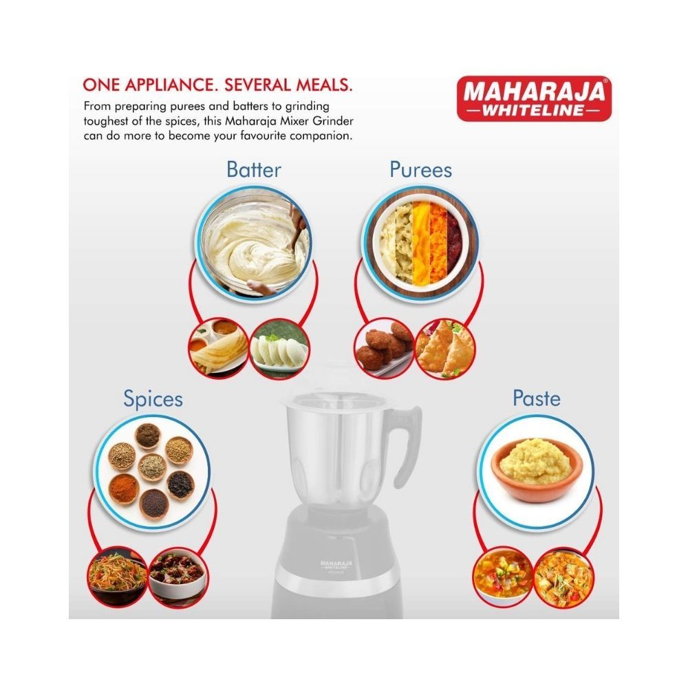 Maharaja Whiteline MX-220 1000 W Ultramax HD 3 Stainless Steel Jar Mixer Grinder Black