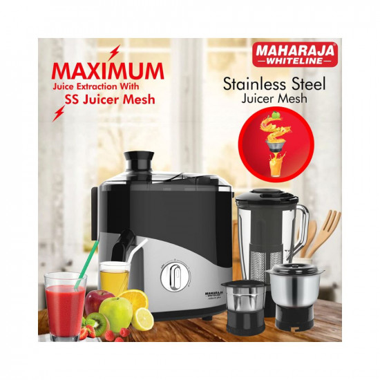 Maharaja Whiteline Odacio Plus 550-Watt Juicer Mixer Grinder with 3 Jars BlackSilver