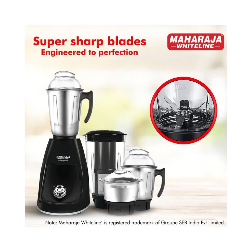Maharaja Whiteline Turbo Prime Elite 750W Elite Mixer Grinder Black