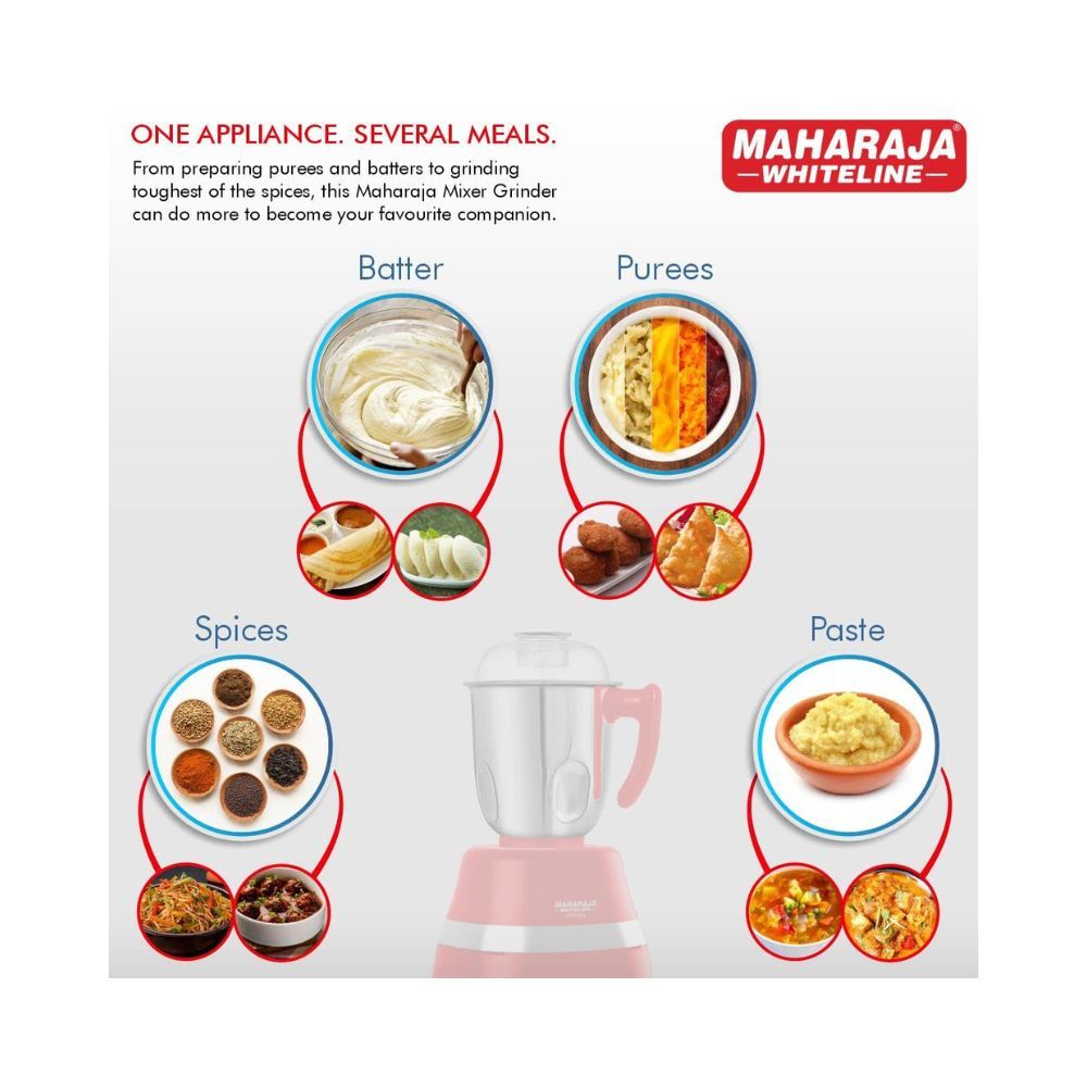 Maharaja Whiteline Ultramax Elite Mixer Grinder with 4 Jars 750 W - MX-211Red