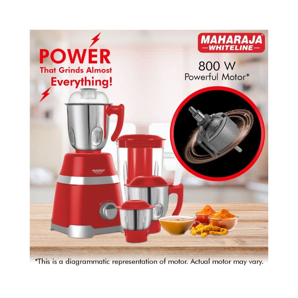 Maharaja Whiteline Ultramax Elite Mixer Grinder with 4 Jars 750 W - MX-211Red
