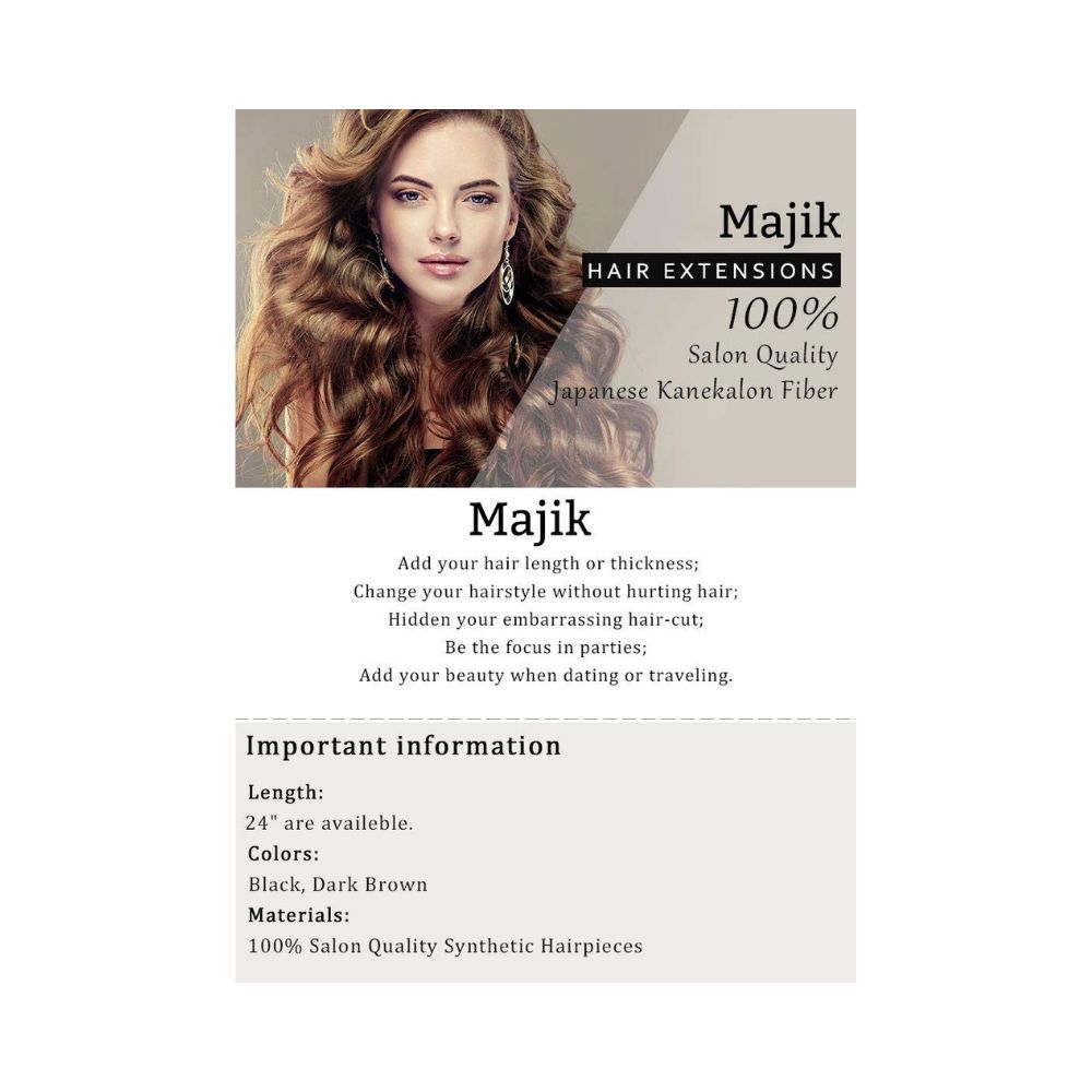 Majik Synthetic Hair Extensions, Hair Extensions, Feel Like Real Human Hair Extension For Women And Girl, 35 Gram, Dark Brown Curly Pack Of 1| (M3)