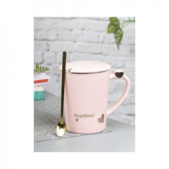 MARKET 99 Coffee Mug Ceramic Mug for Coffee Tea Milk Drinkware Travel Handle with Heart Design Glossy Finish Green 380 Ml