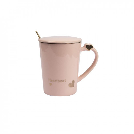MARKET 99 Coffee Mug Ceramic Mug for Coffee Tea Milk Drinkware Travel Handle with Heart Design Glossy Finish Green 380 Ml
