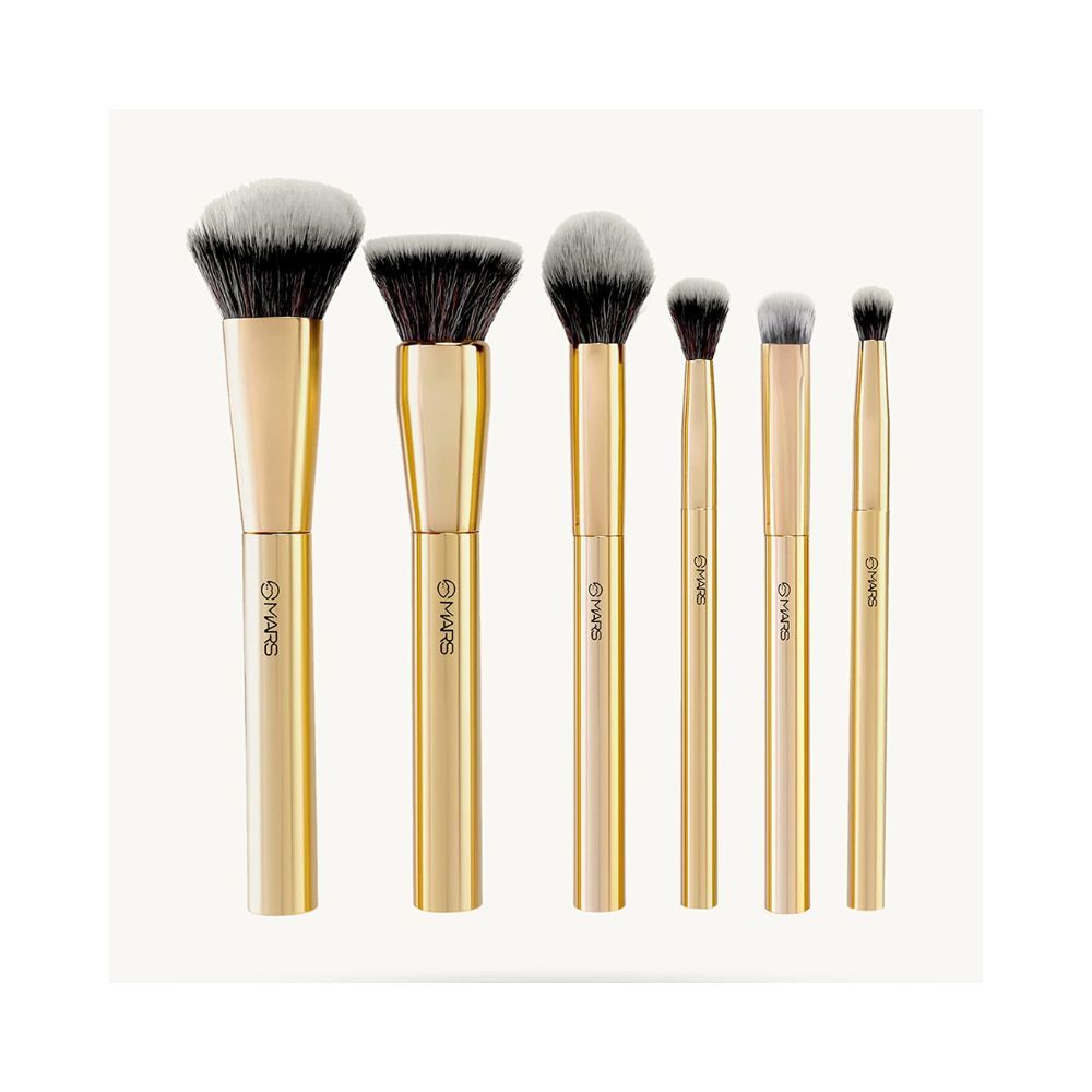 MARS Artist's Arsenal Make-up Brushes Set, Pack of 6 Face & Eye Brush Kit, Golden