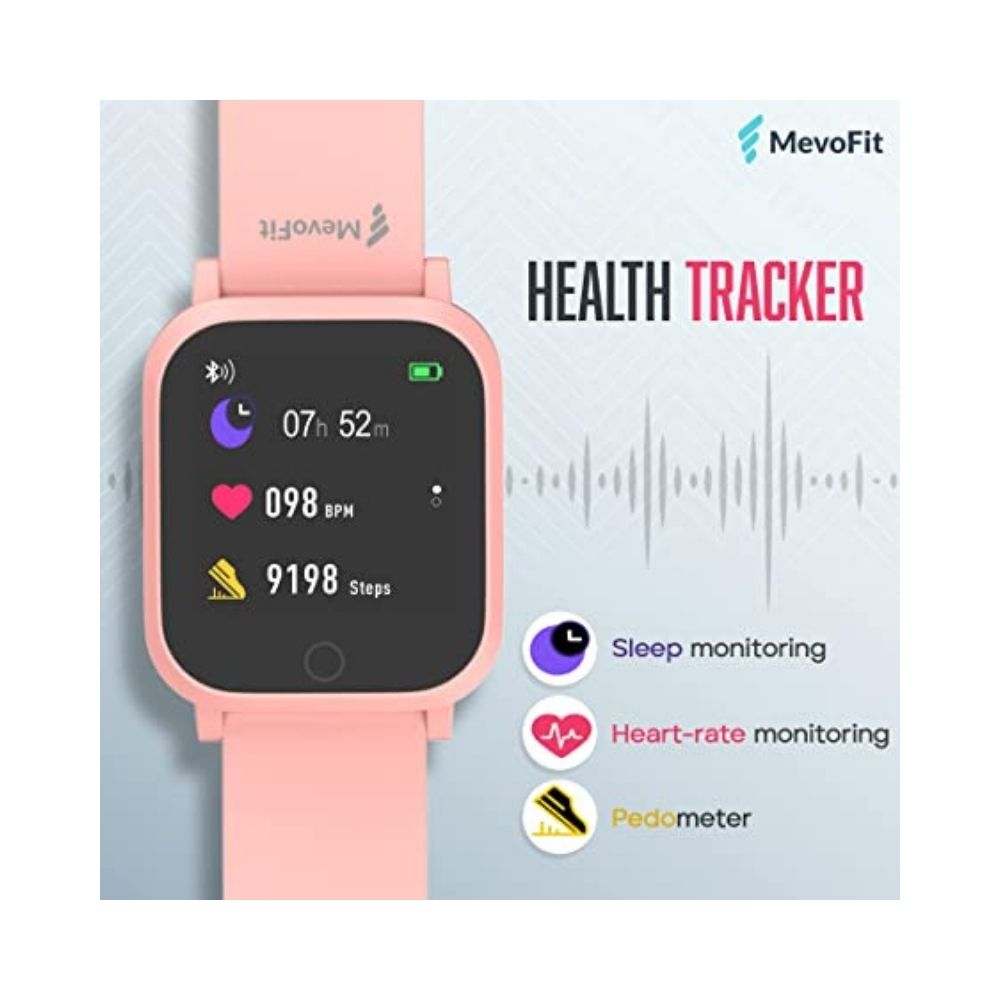 MevoFit AIR X1 - Smart Watch & Fitness Tracker Band for Men & Women (Sand Pink)