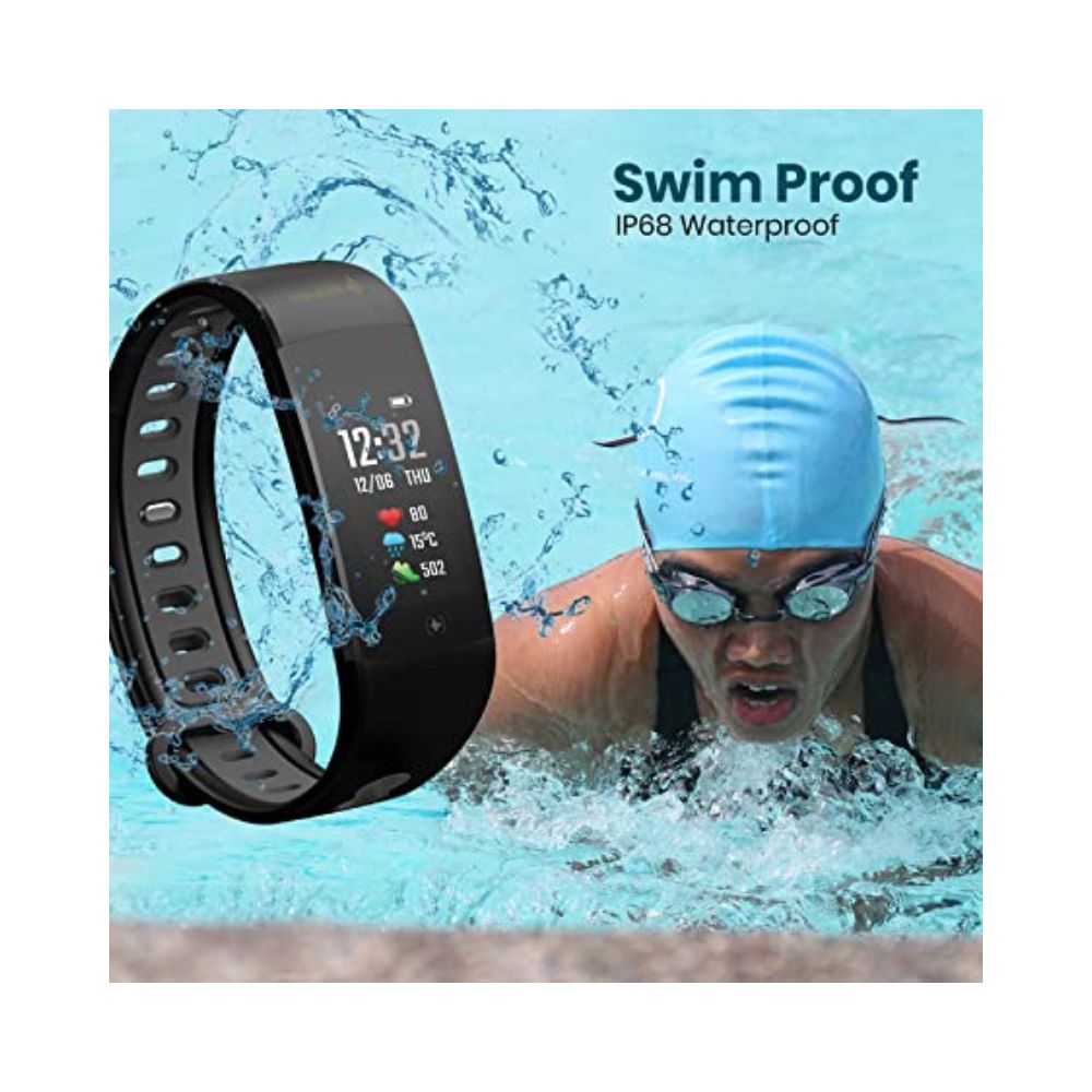 MevoFit Go + Swim Fitness Bands & Activity Tracker for Men & Women (Black+Blue)