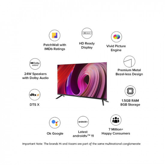 MI 80 cm 32 inches HD Ready Smart Android LED TV 5A Pro  L32M7-EAIN Black